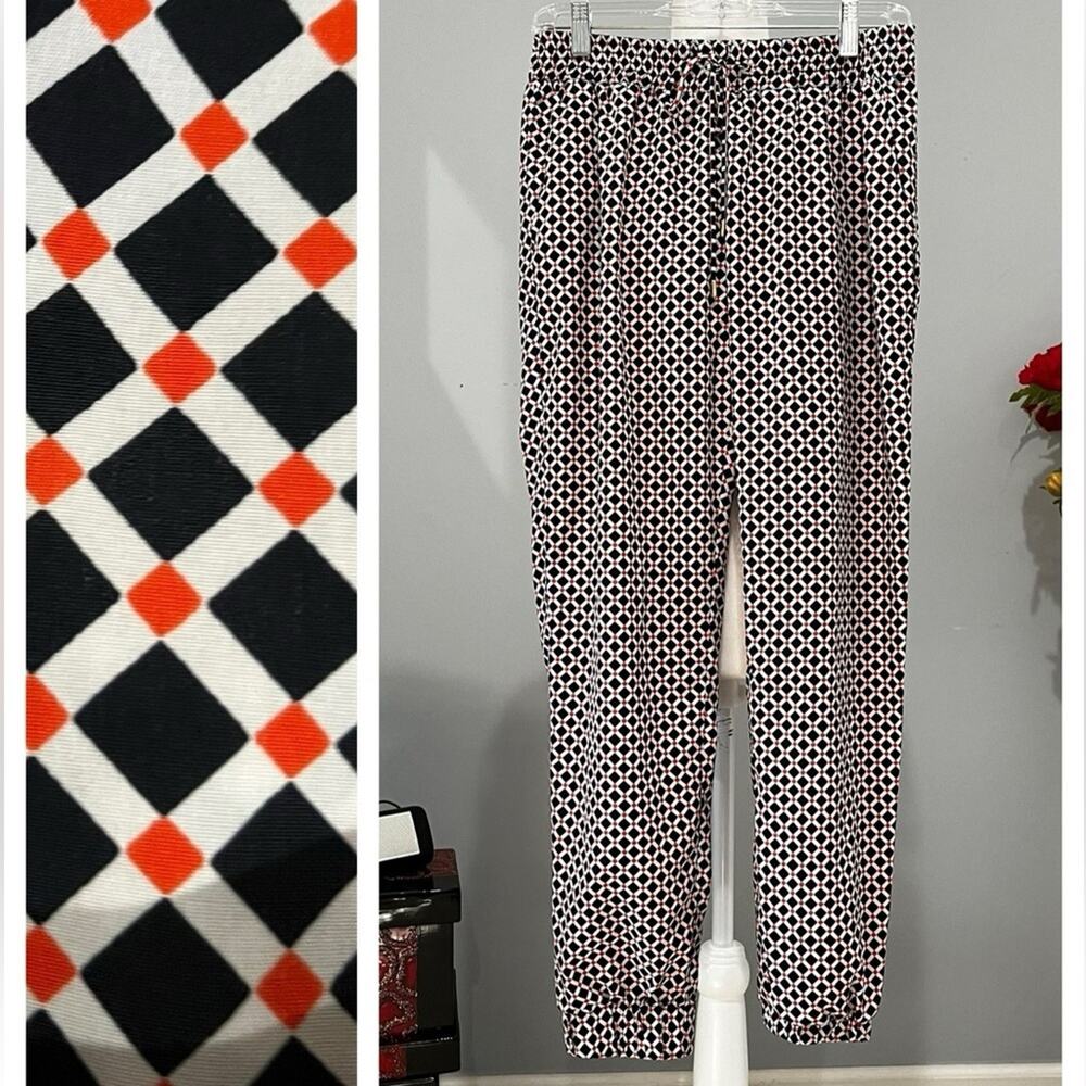 NEW Michael Kors Windowpane Check Elastic Drawstring Multicolor Joggers 6 NWOT